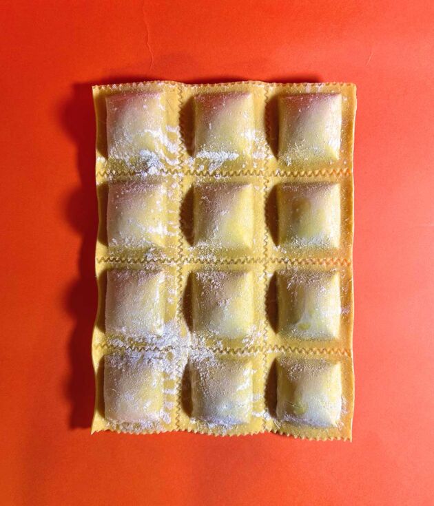 Raviolones de carrilleras y boniato