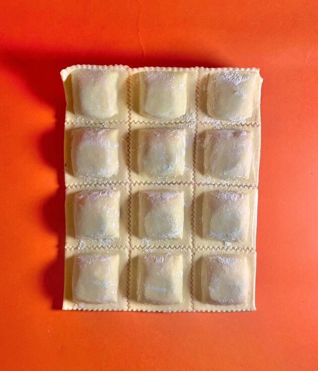 Raviolones de pera y gorgonzola